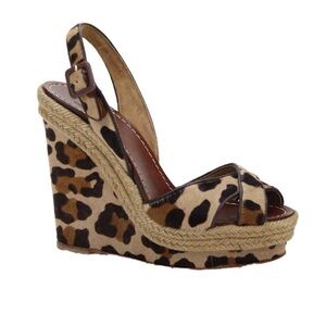 Christian Louboutin wedge Ponyhair sandals heels leopard 37 heel shoes